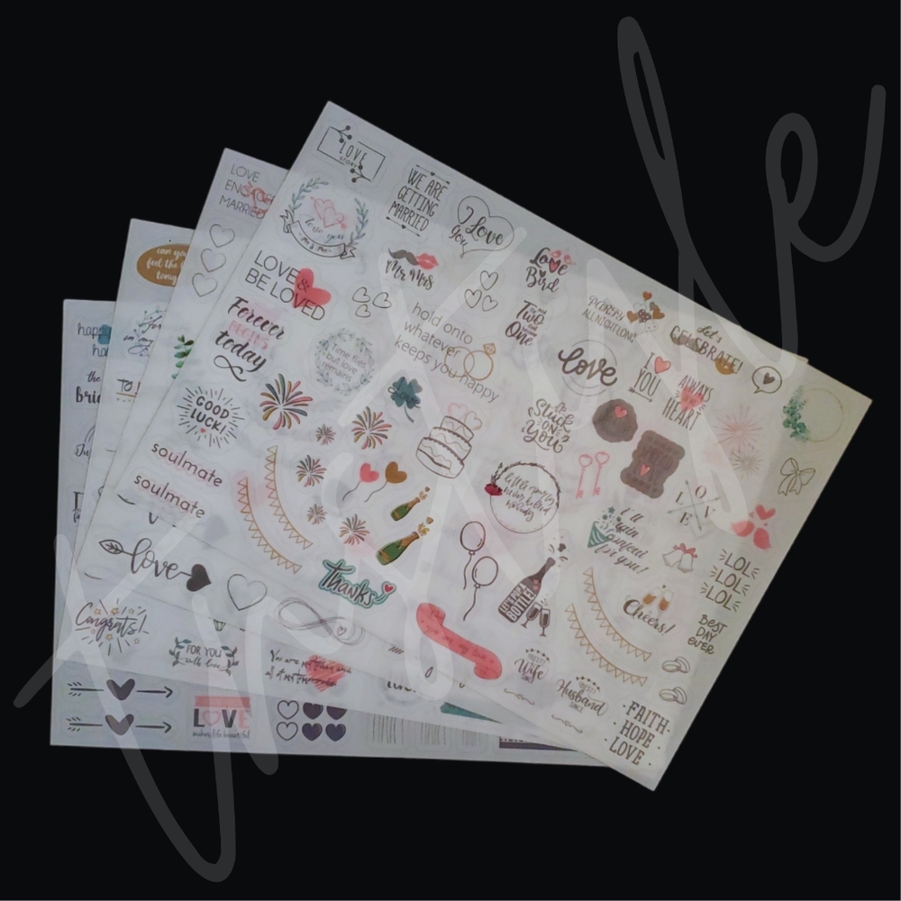 3/$25 Wedding Themed Transparent Sticker Sheets